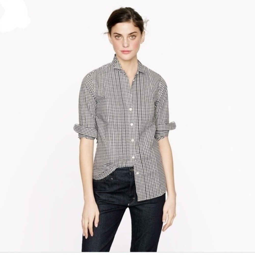 Thomas Mason for J. Crew Women's Tuxedo Button Down Shirt Black/White Size 2